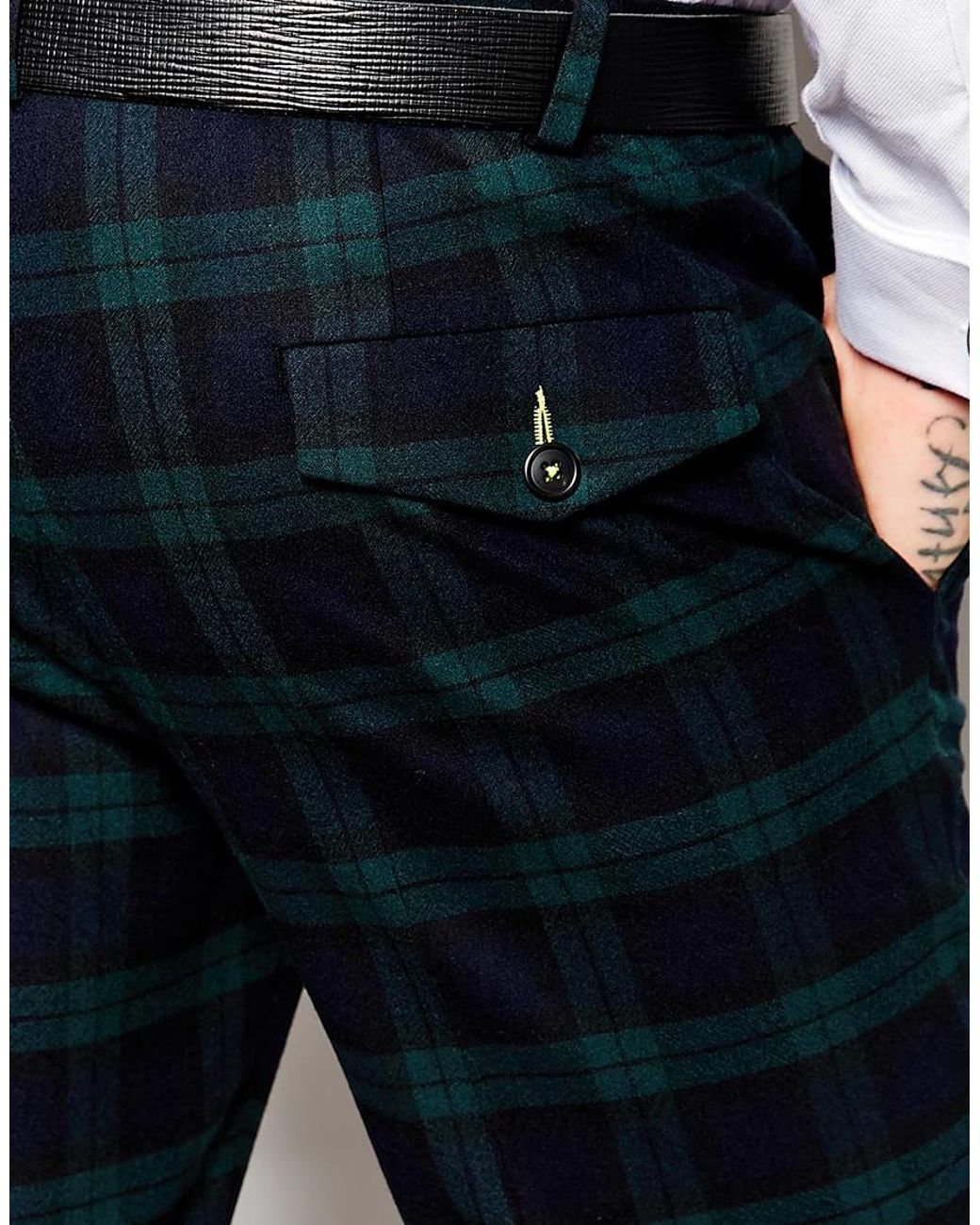 Noose And Monkey Tartan Suit Trousers 