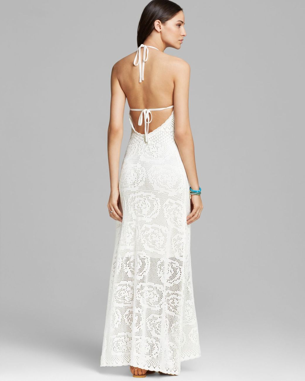 Guess Maxi Dress Lace Crochet in White | Lyst