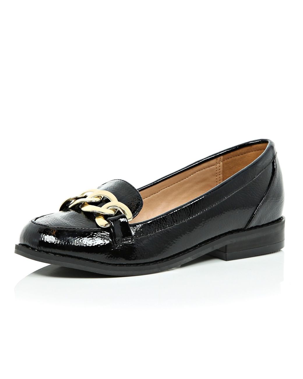 River Island Girls Black Patent Chain Loafers Lyst UK