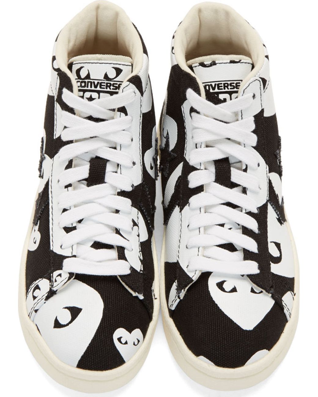Play Comme des Garçons Black & White Heart Print Converse Edition High-top Sneakers Lyst