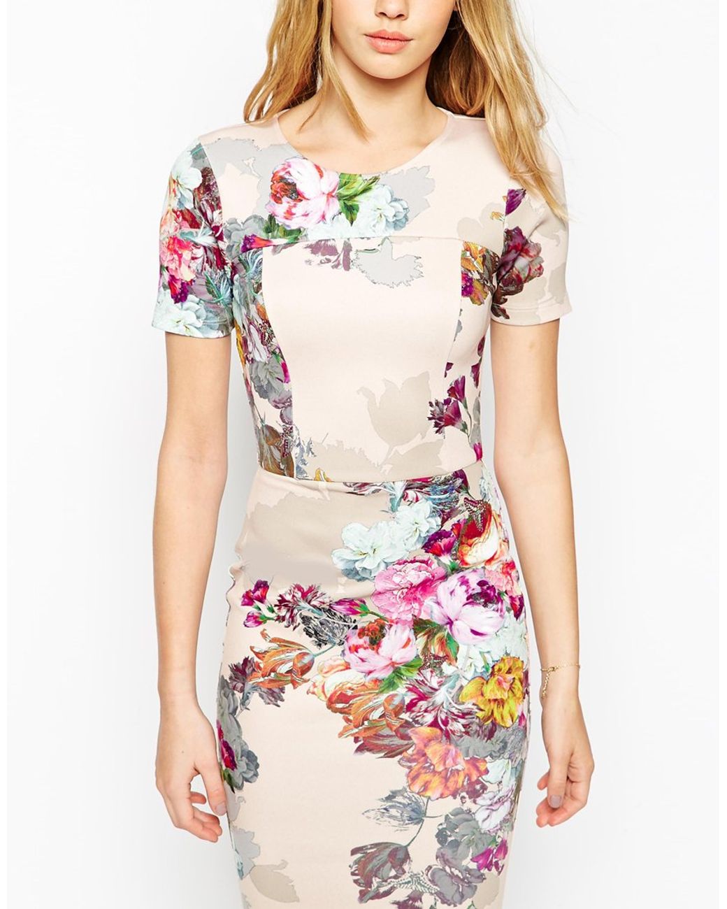 Floral print scuba dress cheap
