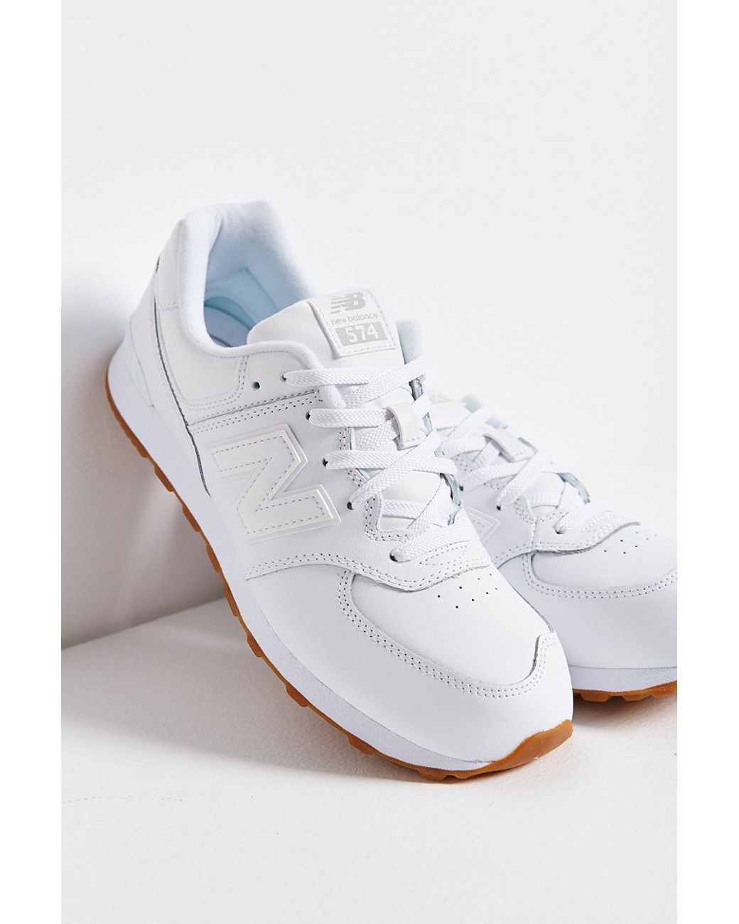 New Balance 574 Leather Sneaker in White | Lyst