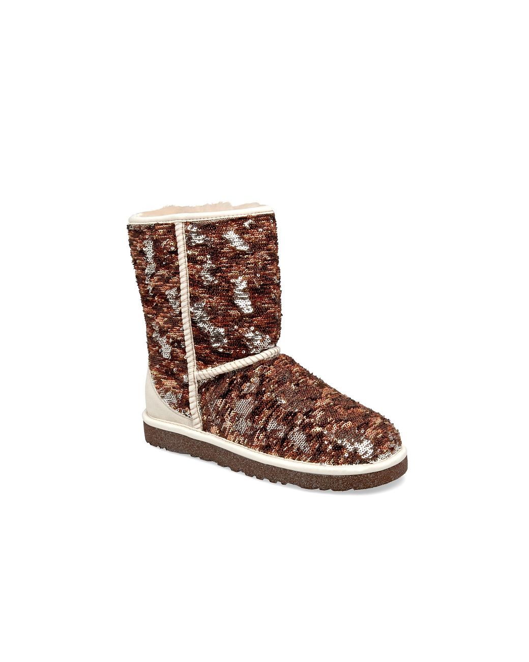 UGG Classic Short Sparkles Sequin Textile And Suede Boot in Champagne  (Brown) | Lyst