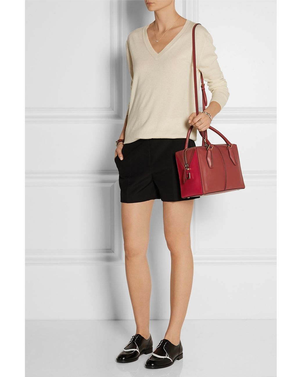 Tod's D-Cube Bauletto Small Leather Shoulder Bag in Red | Lyst