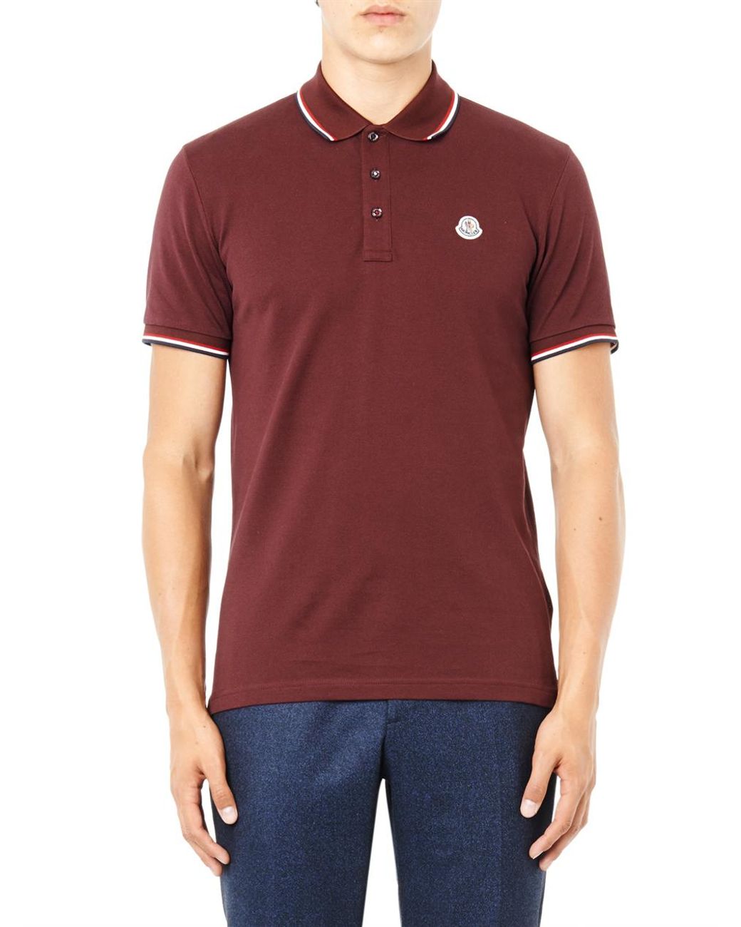 Moncler Cotton-Piqué Polo Shirt in Red for Men | Lyst