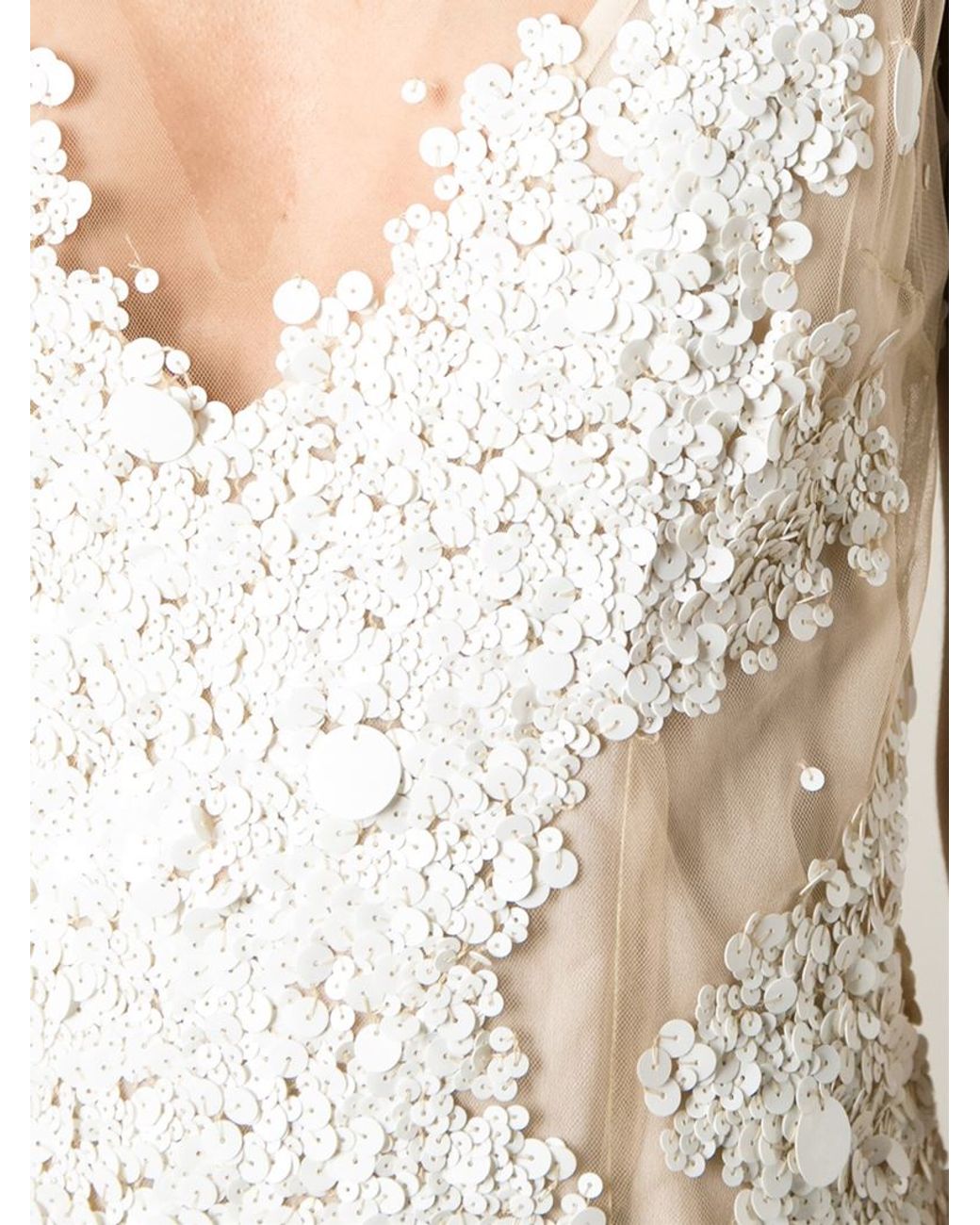 Amen Sheer Sequin Embellished Dress In White Lyst 9798