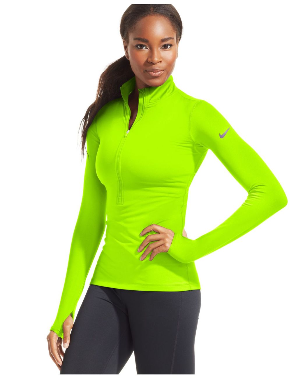 Nike Pro Hyperwarm Half-Zip Dri-Fit Pullover in Green | Lyst