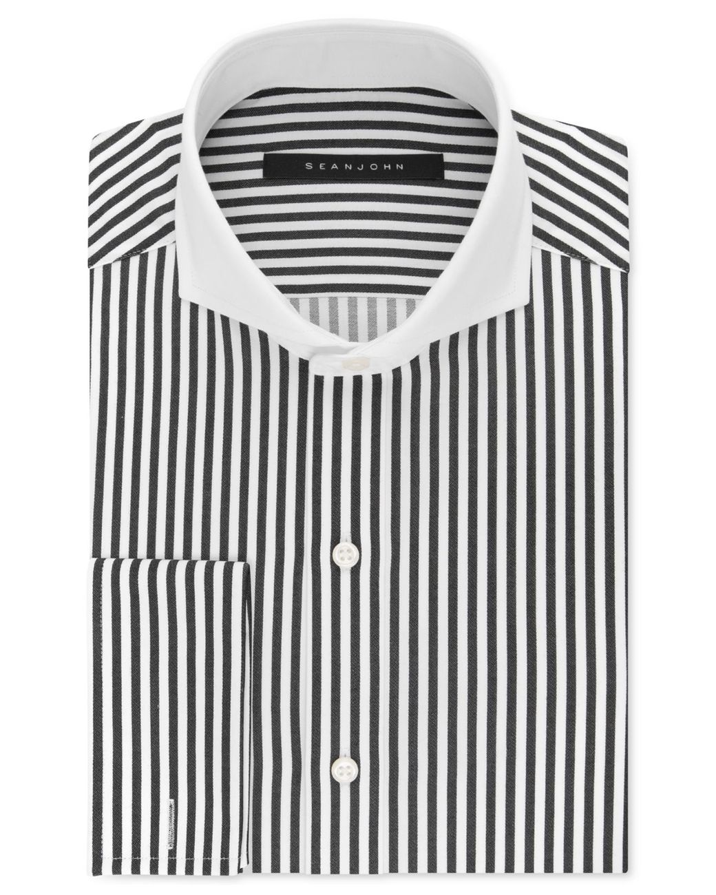 black and white striped dress shirt