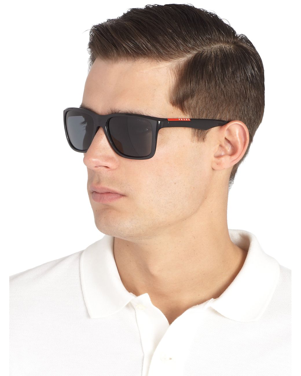 Prada Square Aviator Sunglasses in Black for Men | Lyst