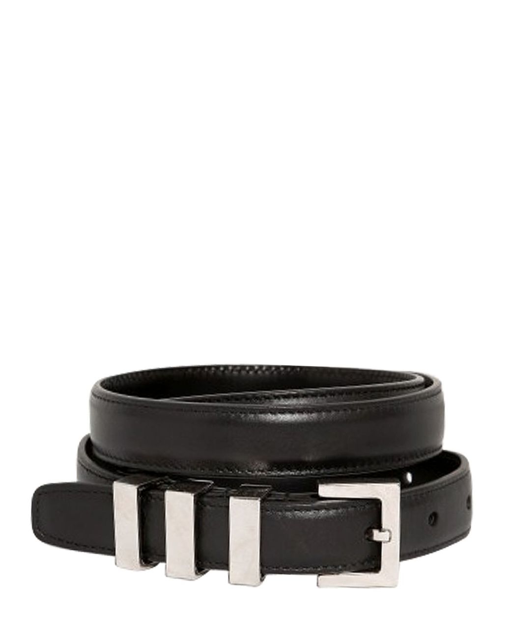 Saint Laurent 3cm Monogram Smooth Leather Belt In Black