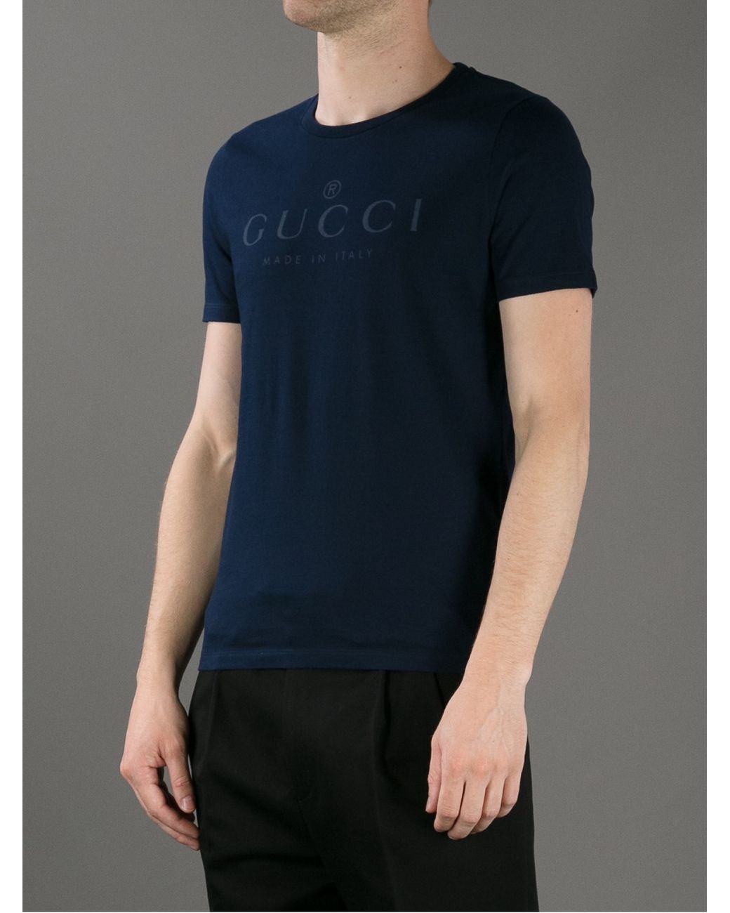 Gucci Logo Print Tshirt in Blue for Men Lyst