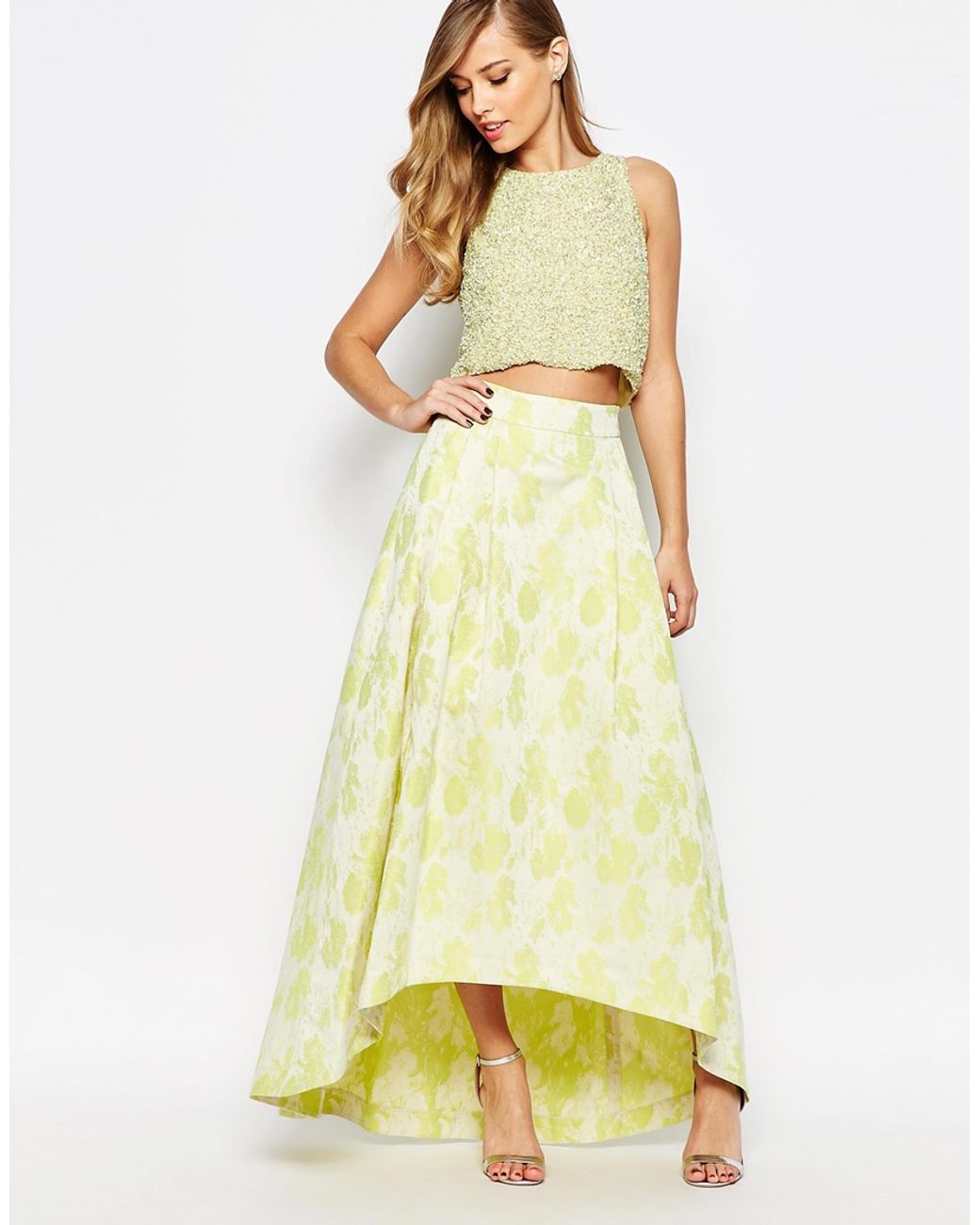 Coast Rivena Maxi Skirt In Lime in Green | Lyst