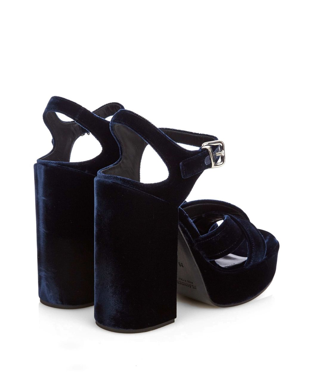 Jil Sander Velvet Platform Sandals in Blue | Lyst