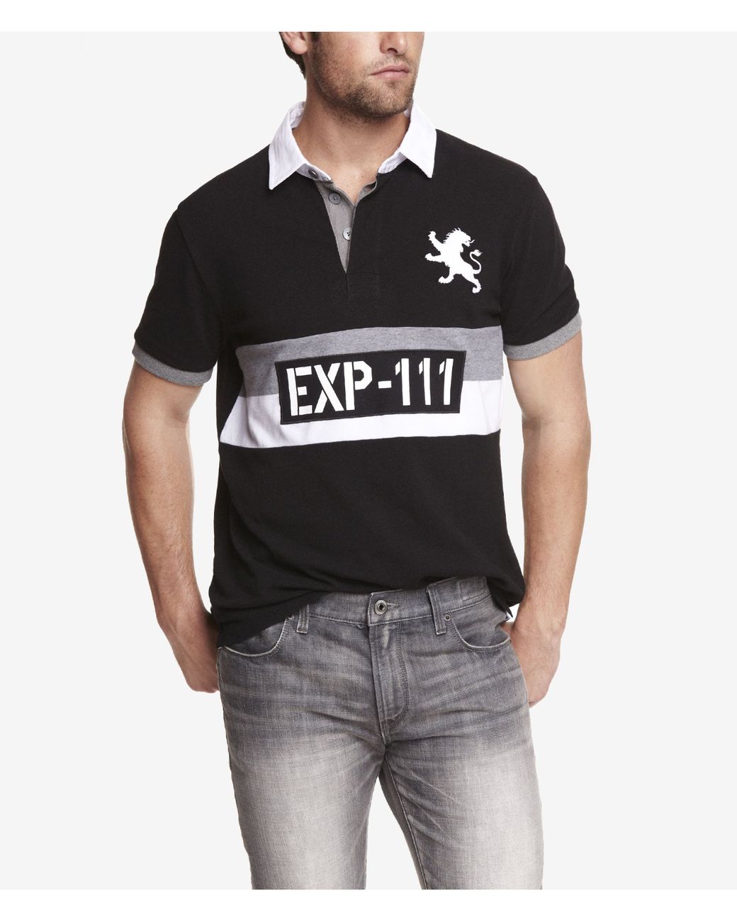 Express Stripe Graphic Large Lion Polo 