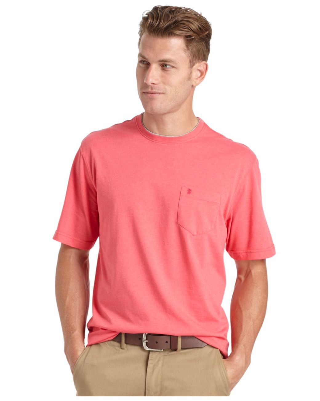 Izod Solid Double-layer Jersey Pocket T-shirt in Red for Men | Lyst