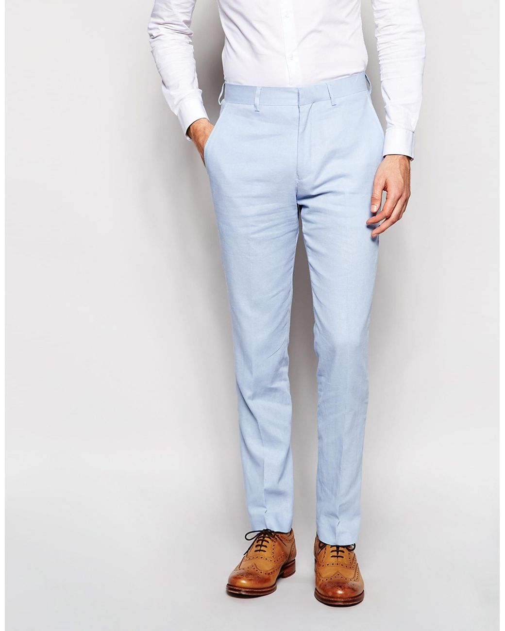 Light blue linen pants BCELESTE