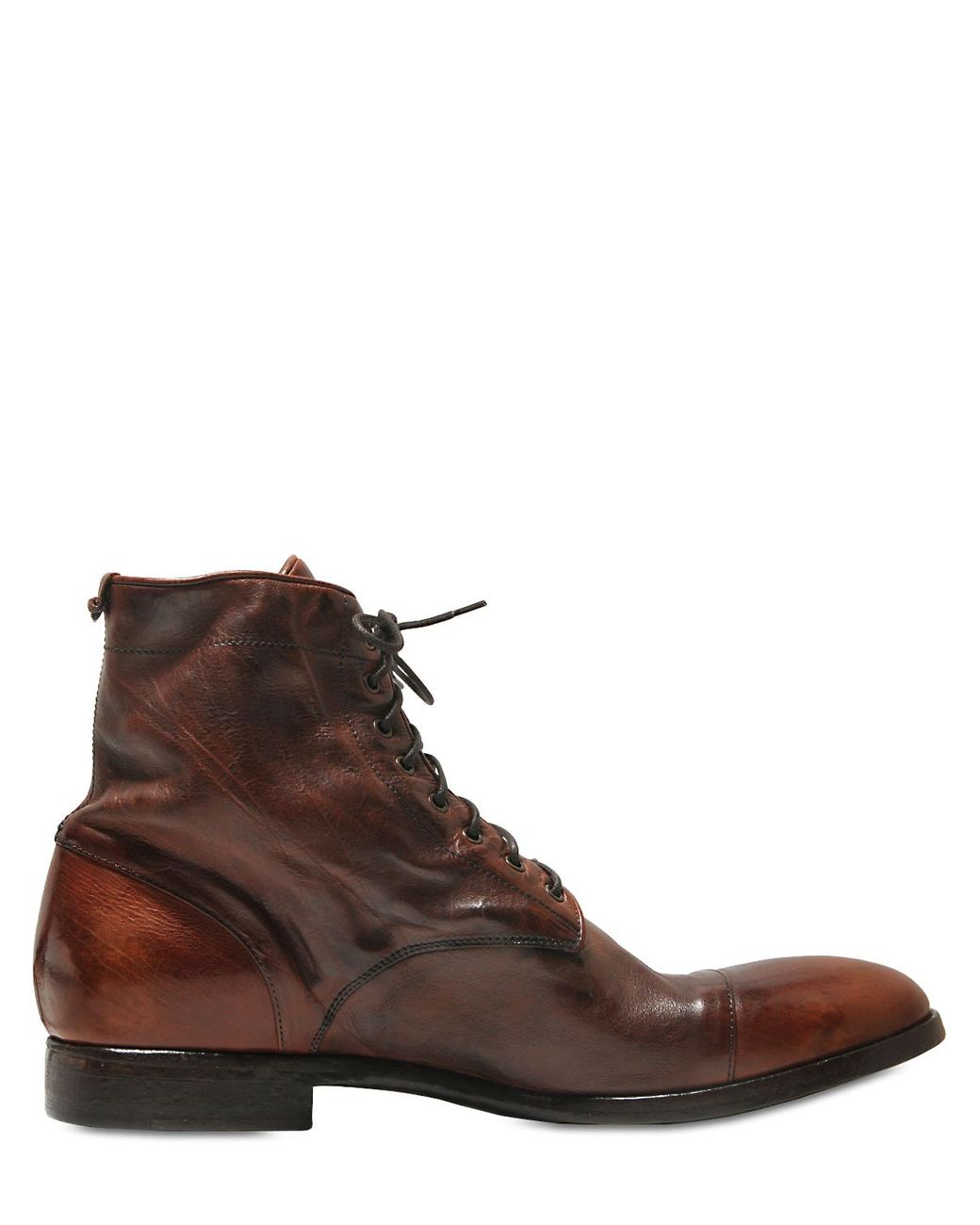 Rolando Sturlini Washed Leather Lace-up Boots in Brown for Men | Lyst