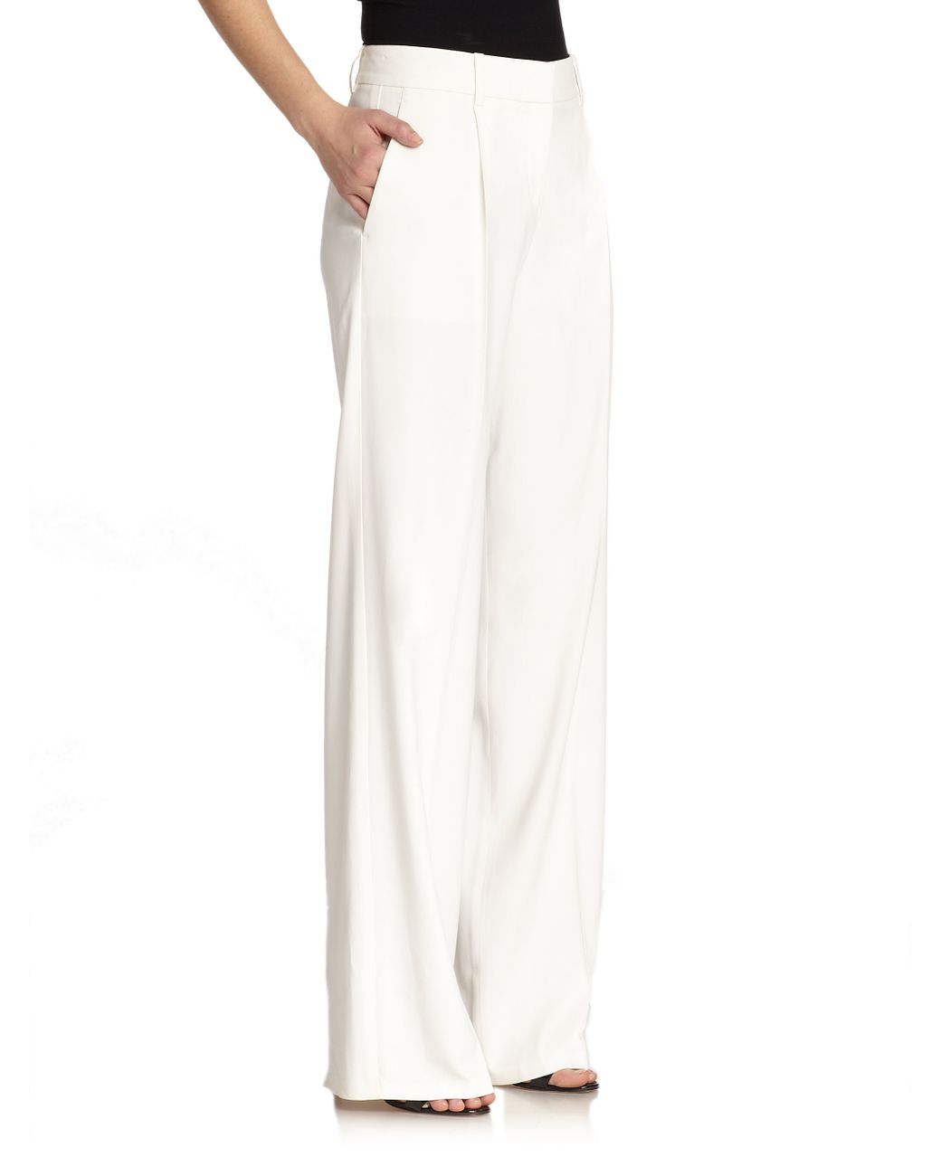 Theory Onark Wide-Leg Pants in White | Lyst