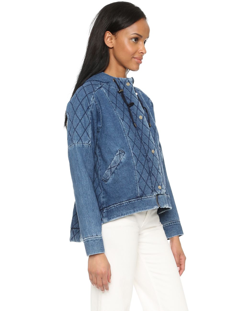 Sea Quilted Denim Jacket - Indigo in 