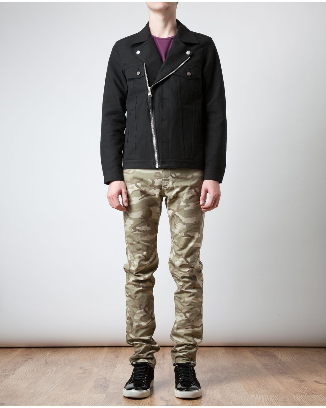 Miharayasuhiro Structured Cotton Biker Jacket in Black for Men Lyst