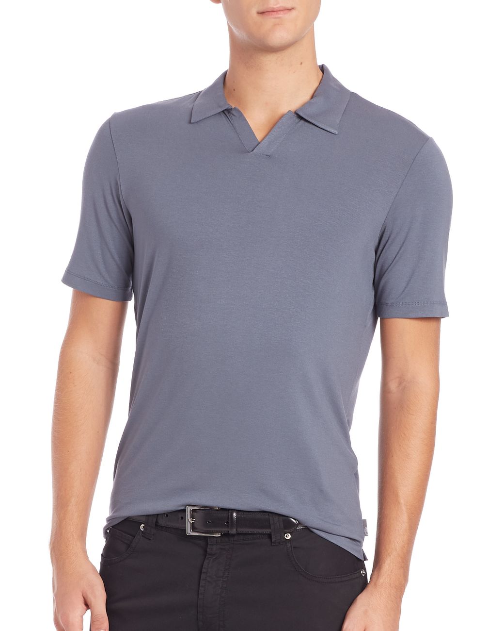 Armani Johnny Collar Polo in Blue for Men | Lyst