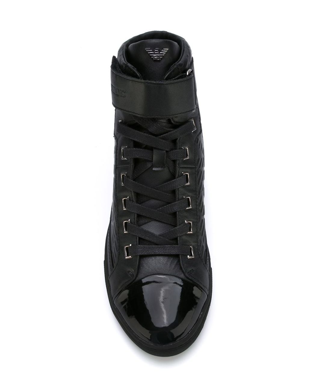 Armani Jeans Leather High-Top Sneakers in Black for Men | Lyst