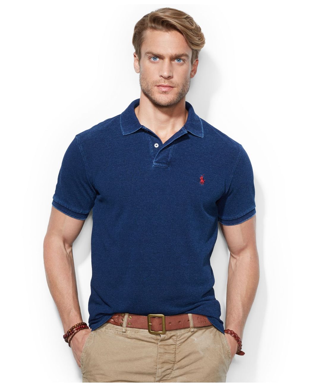 Polo Ralph Lauren Custom-fit Mesh Indigo Polo in Blue for Men | Lyst