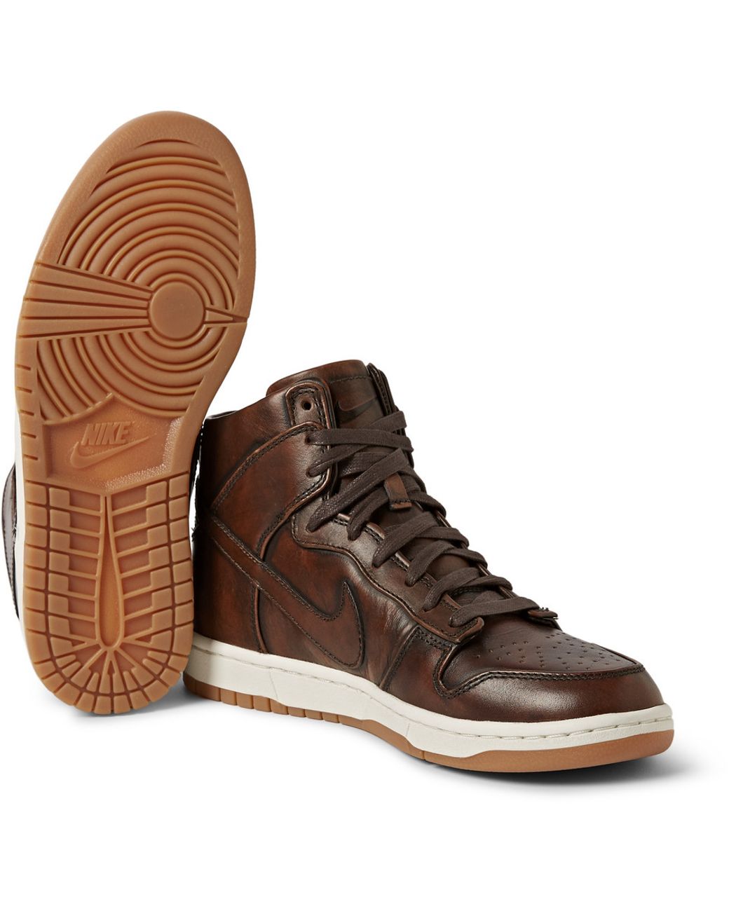 Nike Lab Dunk High Sp Burnished Leather Sneakers in Brown for Men | Lyst