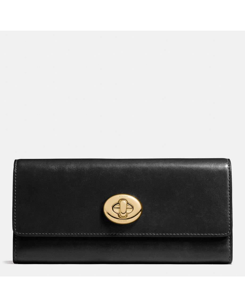COACH Turnlock Slim Envelope Wallet In Smooth Leather in Black