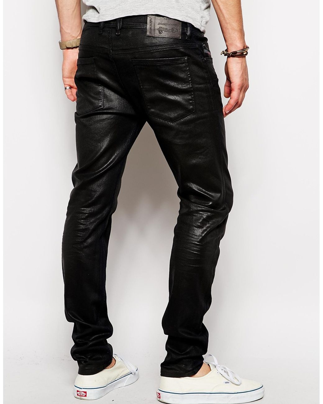 DIESEL Jeans Sleenker 608h Stretch Skinny Black Leather Look for