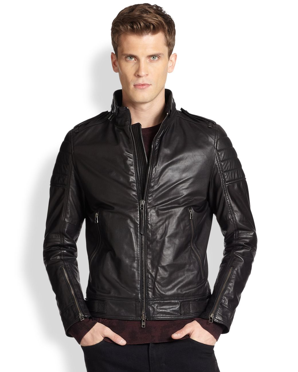 J.Lindeberg Tyrone Waxy Leather Jacket in Black for Men |