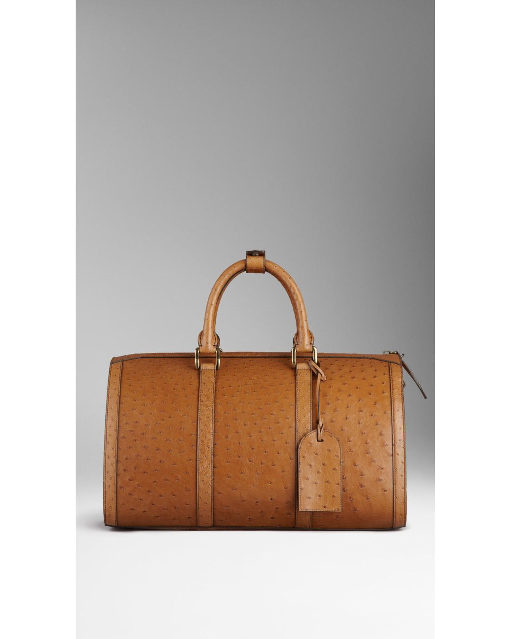 Burberry Ostrich Leather Holdall in Brown for Men Lyst