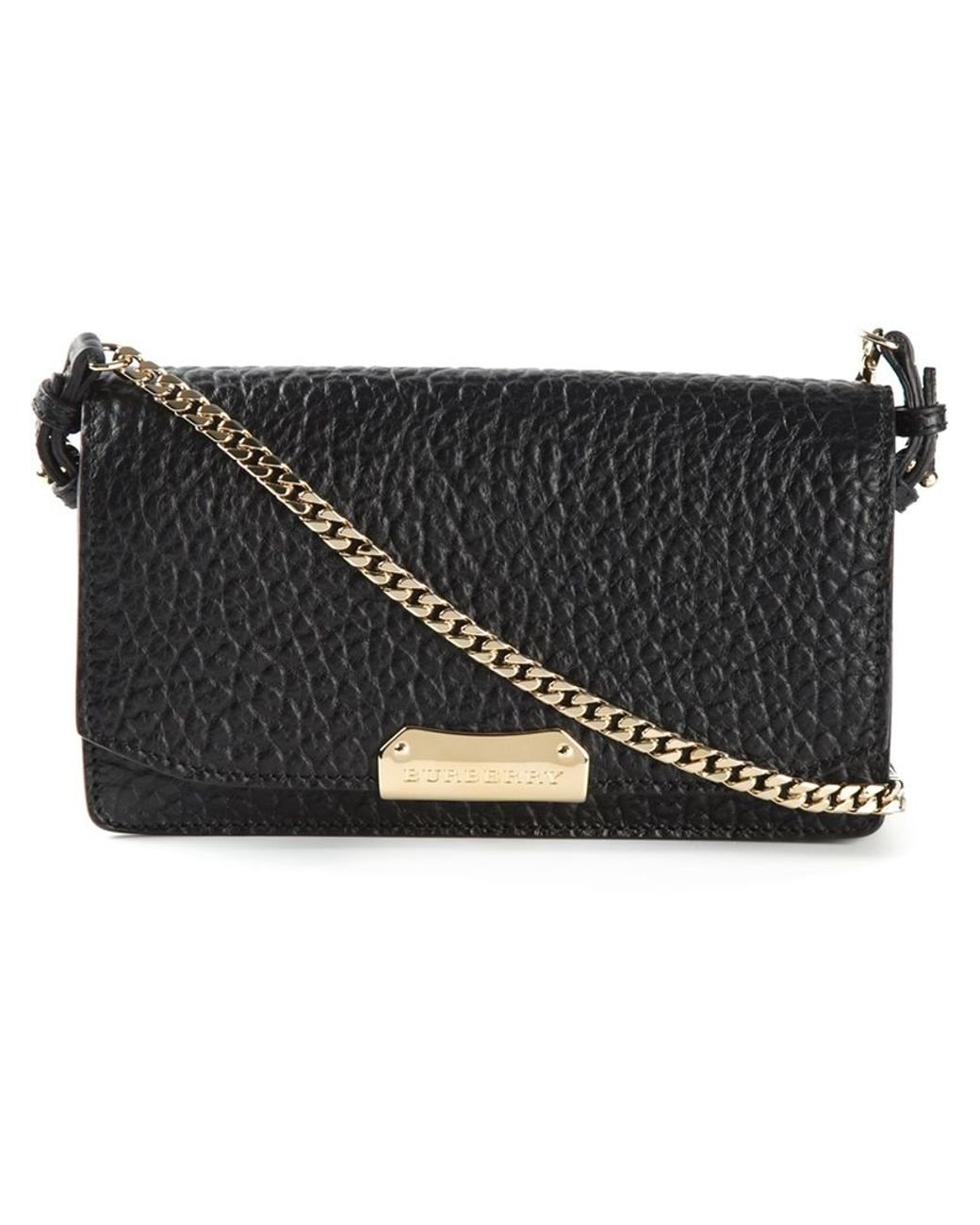 Burberry Pebbled-Leather Cross-Body Bag in Black | Lyst