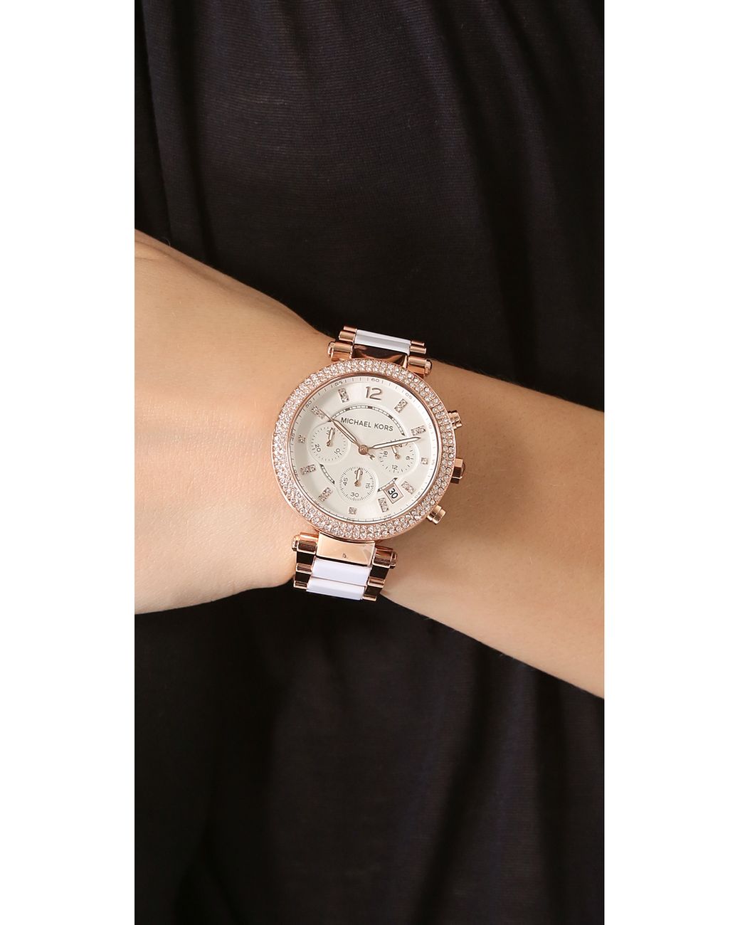 Womens Michael Kors Runway Rose Gold Chronograph Watch MK5778