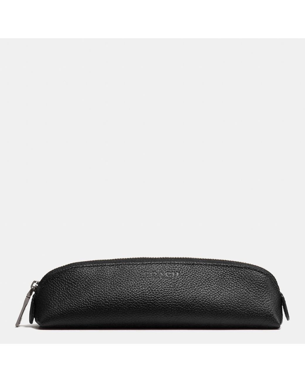 COACH Pencil Case In Refined Pebble Leather in Black for Men