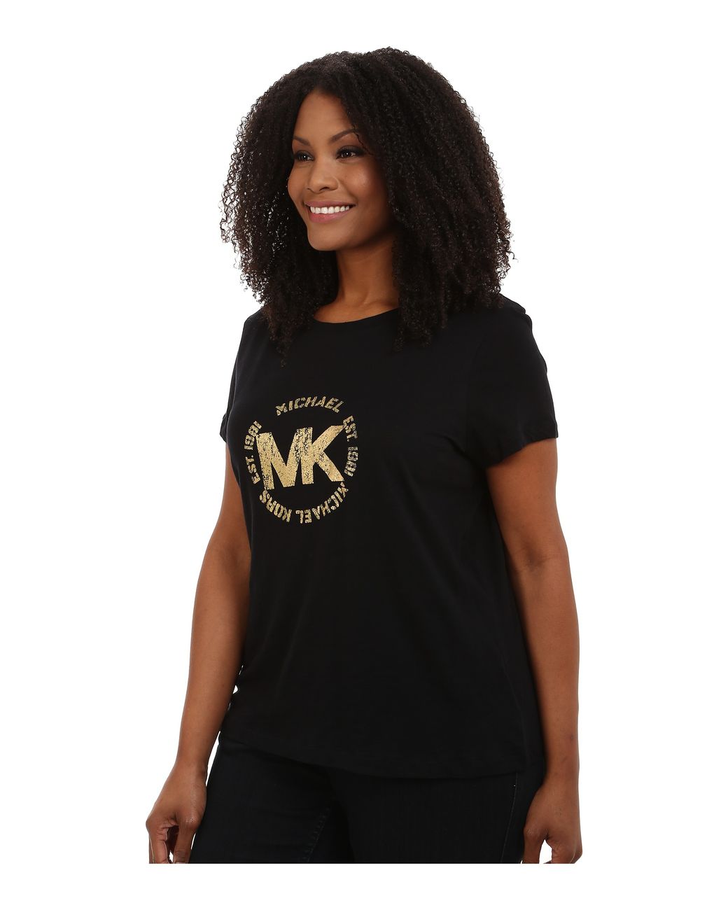 MICHAEL Michael Kors Plus Size Foil Logo Tee in Black | Lyst
