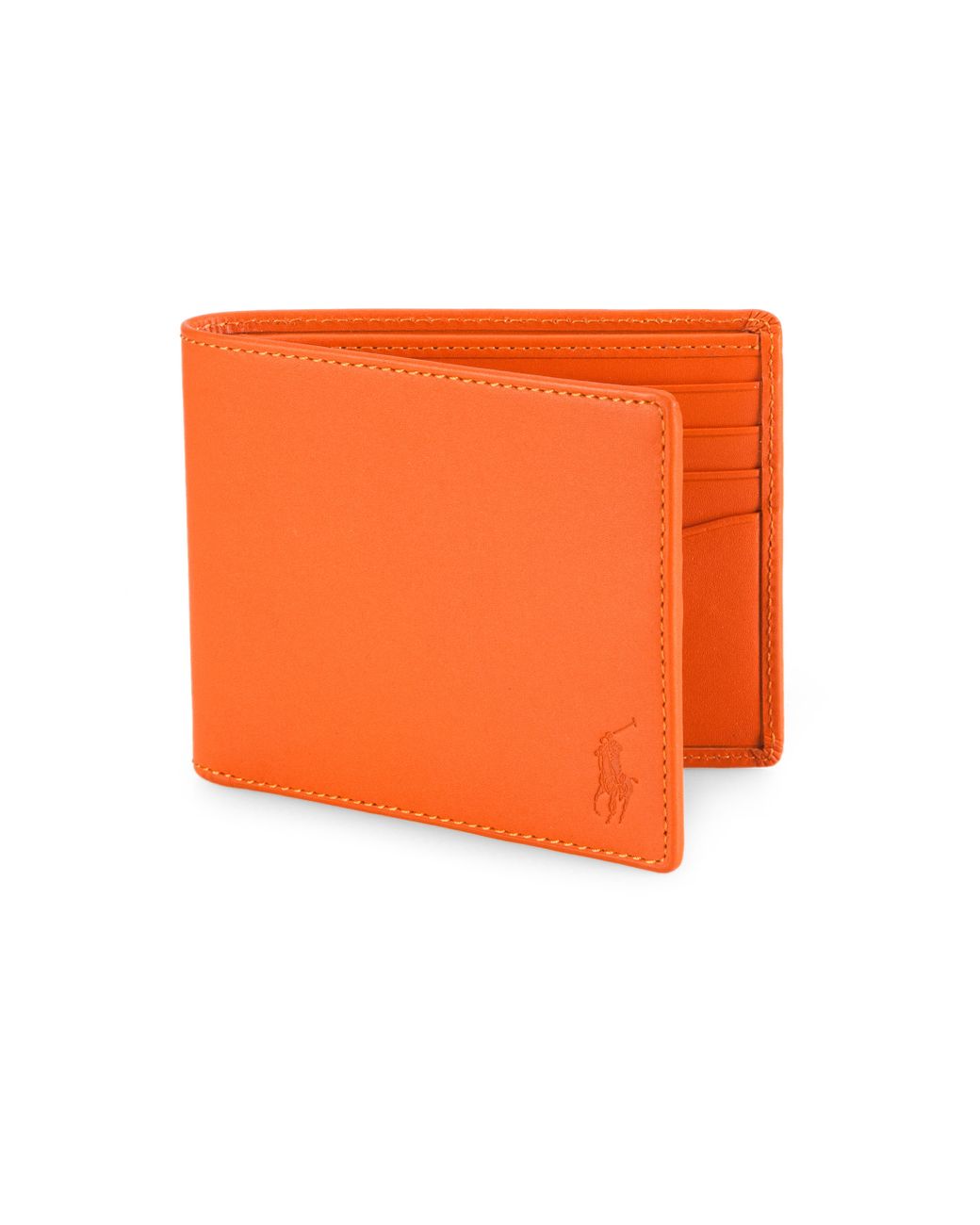 Polo Ralph Lauren Leather Billfold Wallet in Orange for Men Lyst