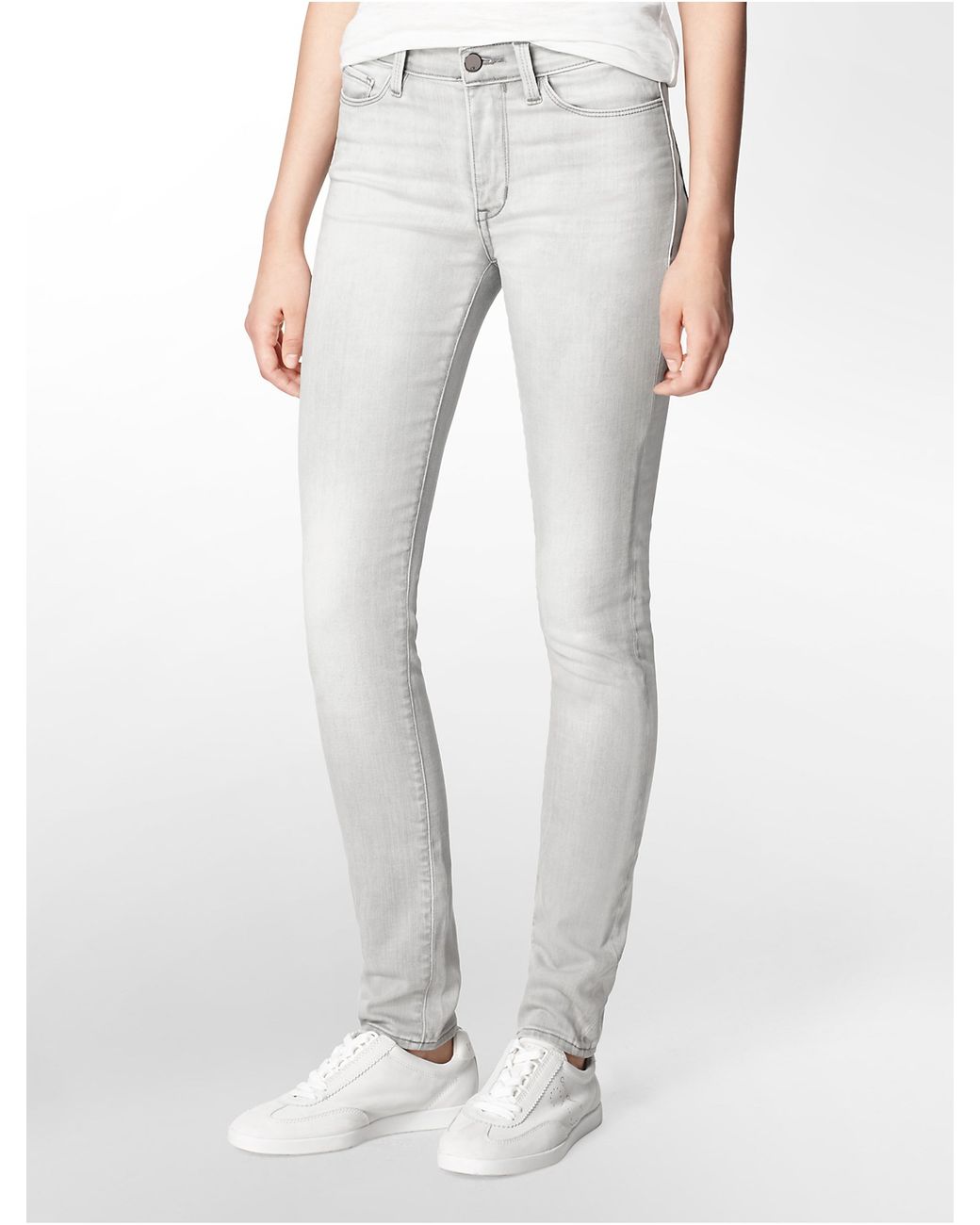 Calvin Jeans Ultimate Skinny Light Grey Wash in Gray Lyst