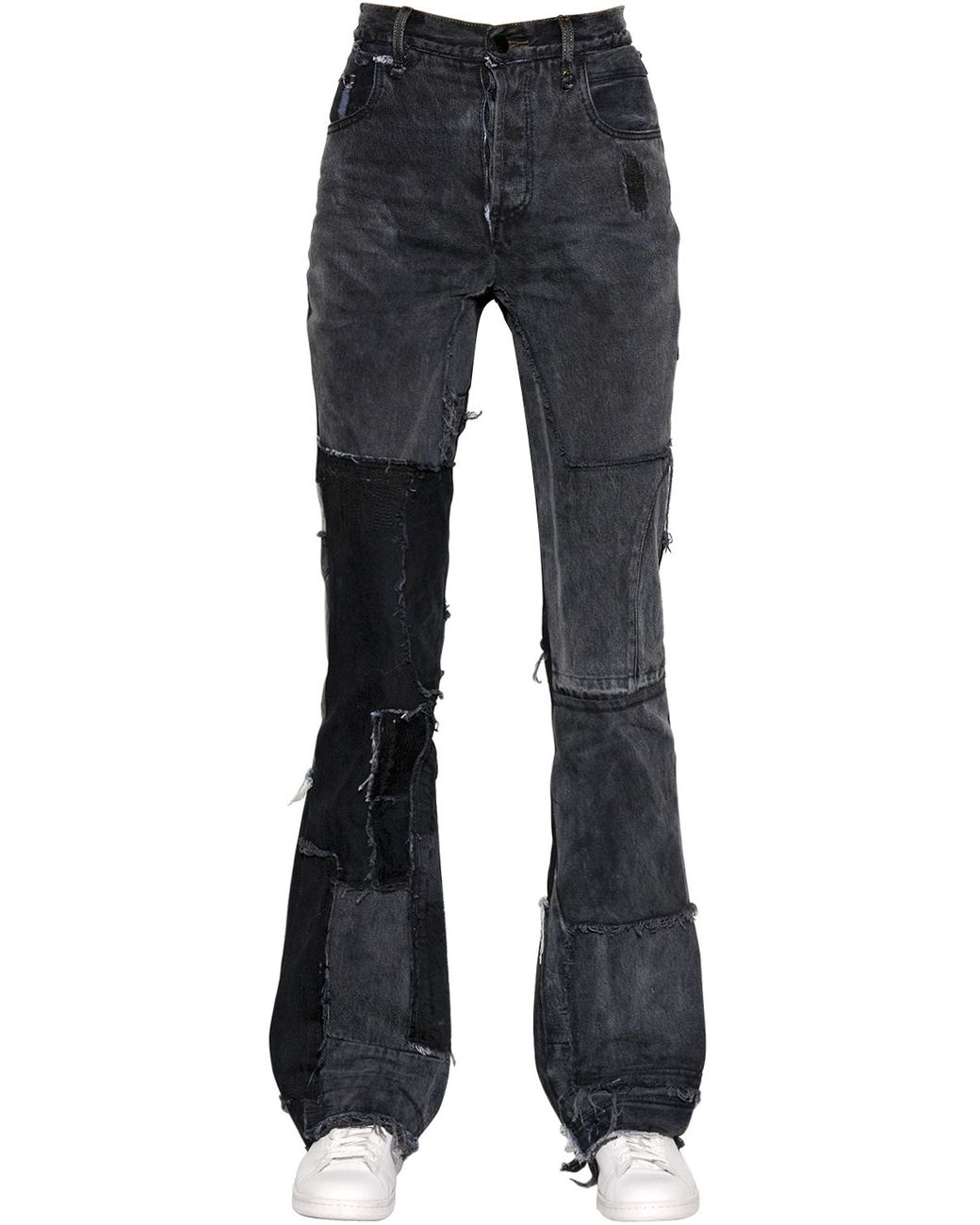 Vinti Andrews Patchwork Cotton Denim Jeans in Black | Lyst