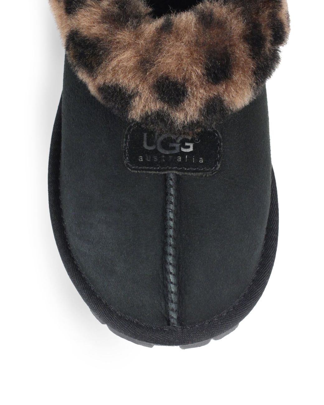 UGG Coquette Leopard-print Sheepskin Slippers in Black | Lyst