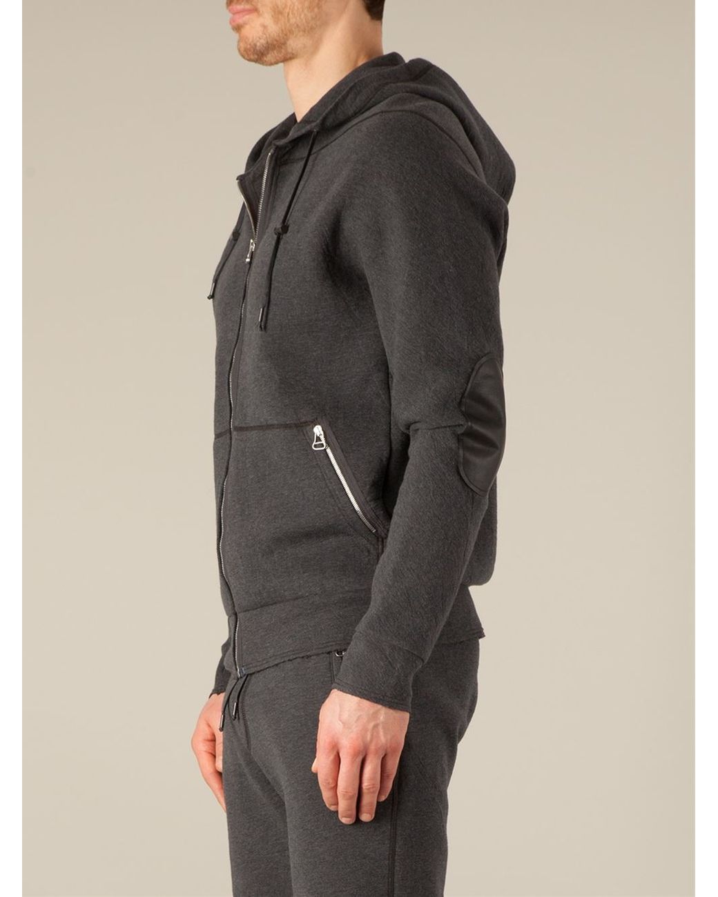 Lanvin Elbow Patch Hoodie in Gray for Men | Lyst