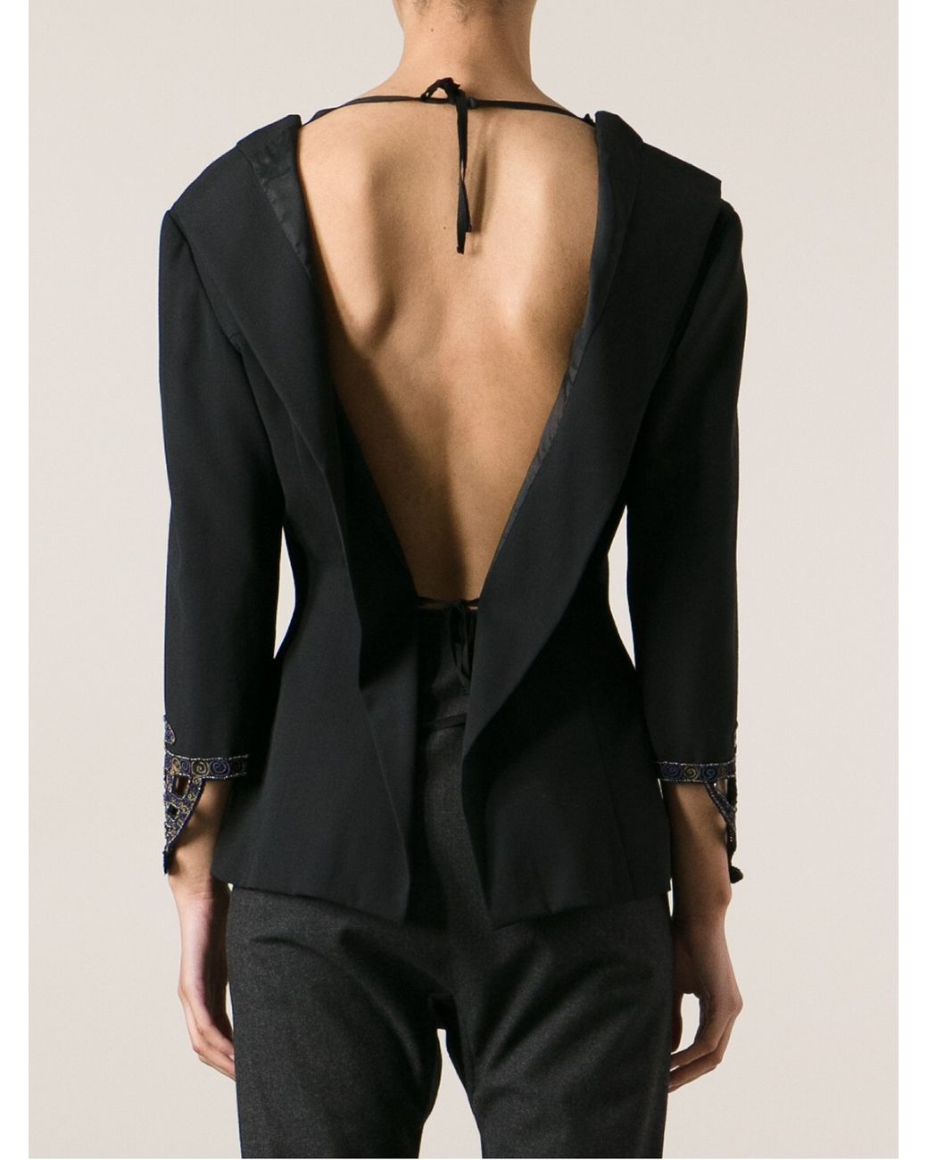Yohji Yamamoto Open Back Blazer in Black Lyst