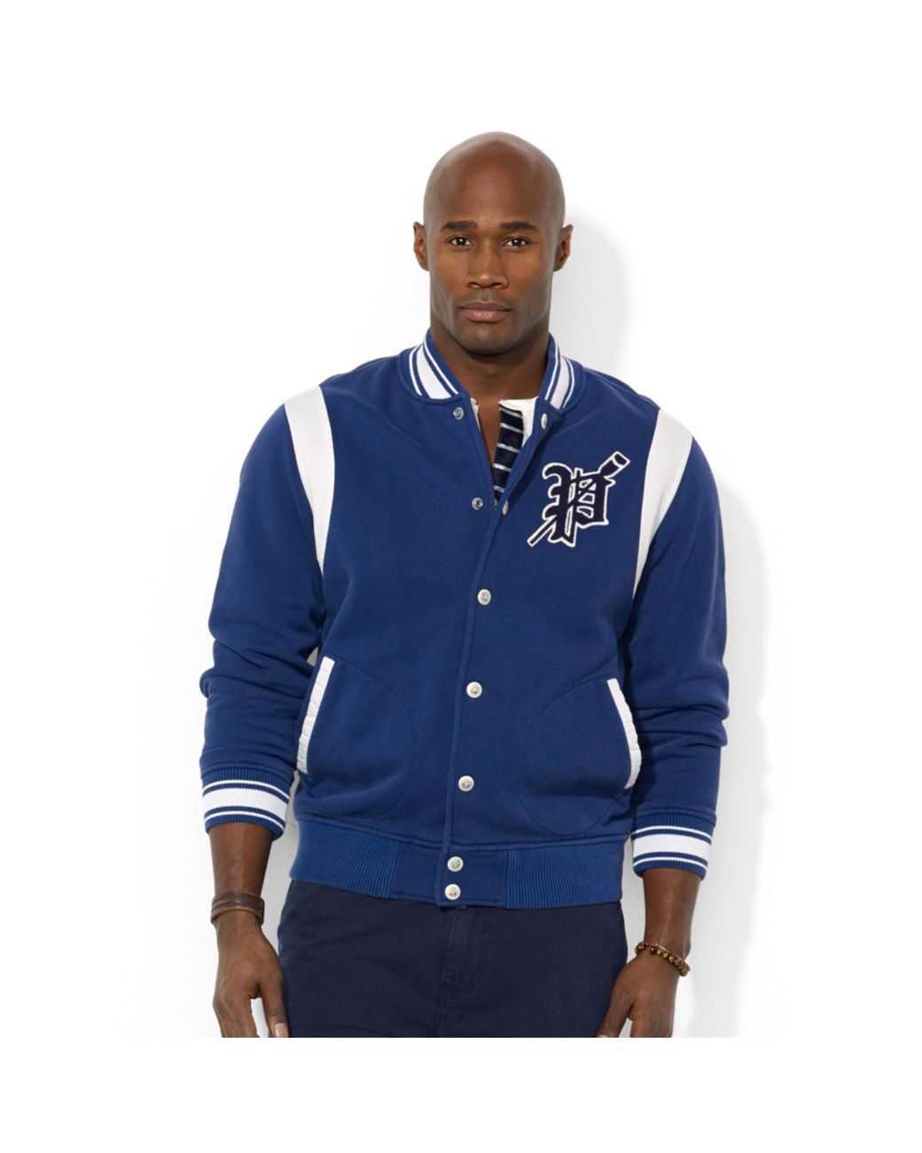 Ralph Lauren Polo Big and Tall Fleece Varsity Jacket in Blue for Men | Lyst