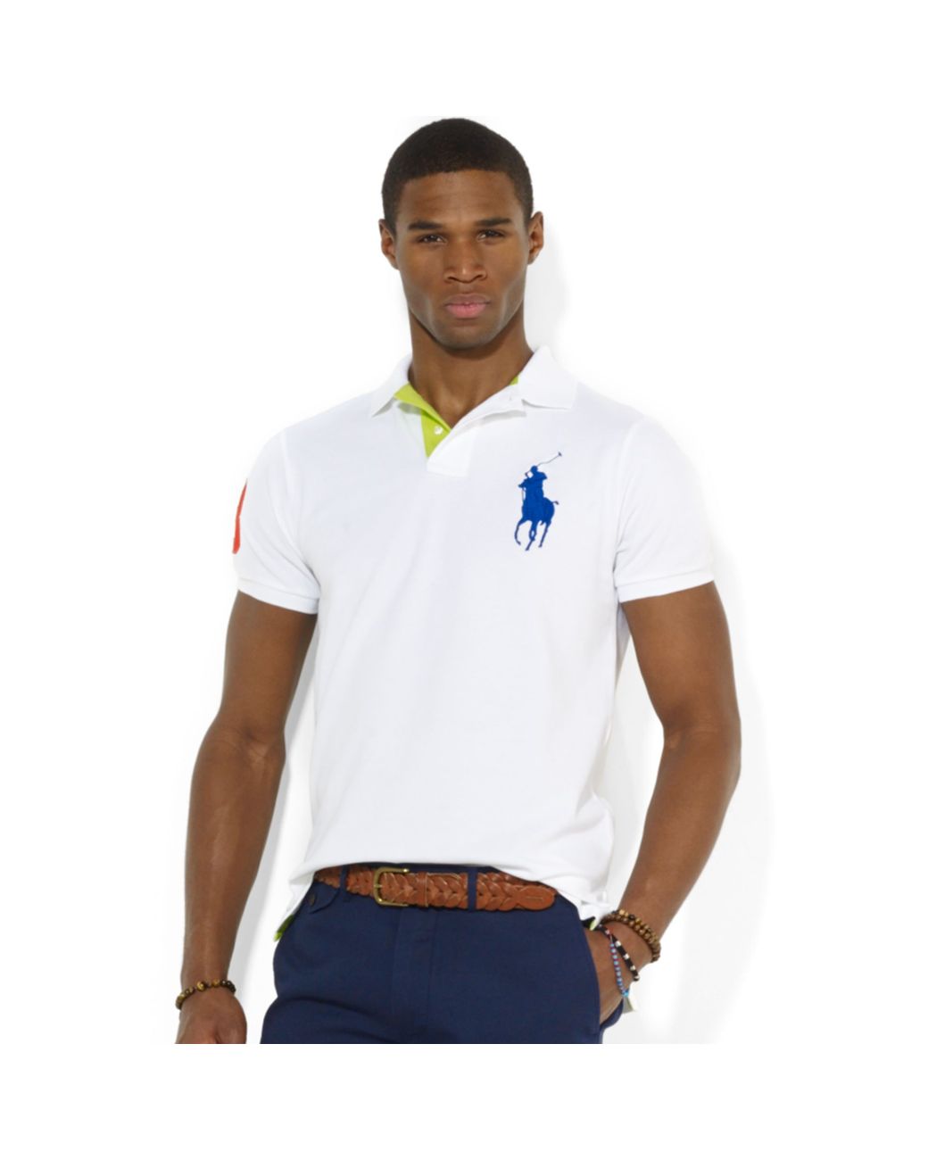 Polo Ralph Lauren Custom Fit Big Pony Mesh Polo Shirt in White for Men |  Lyst