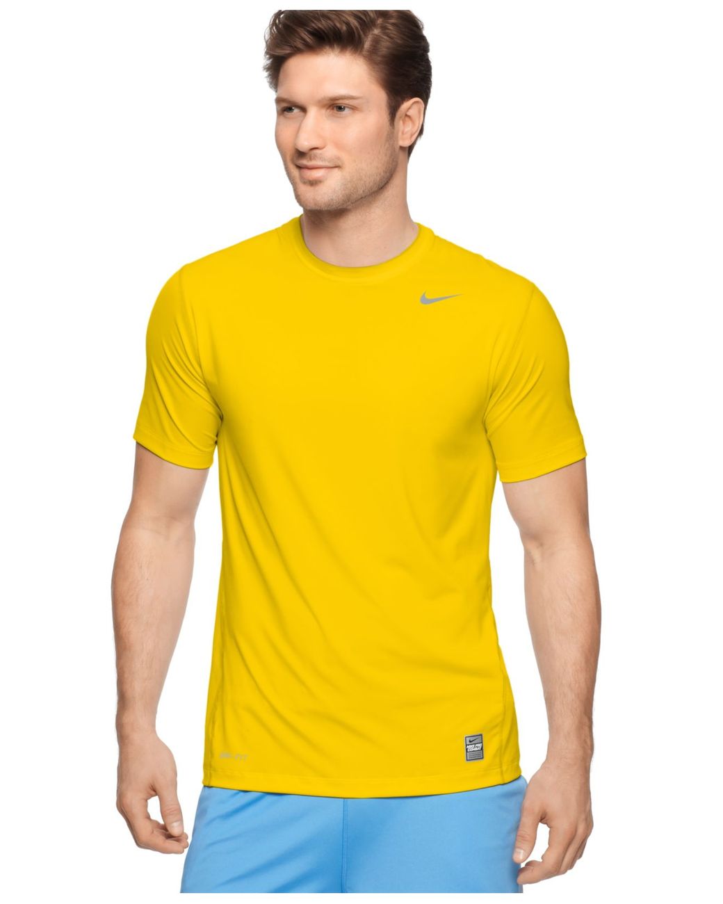 Nike Pro Combat Dri-fit T-shirts in Yellow Men | Lyst