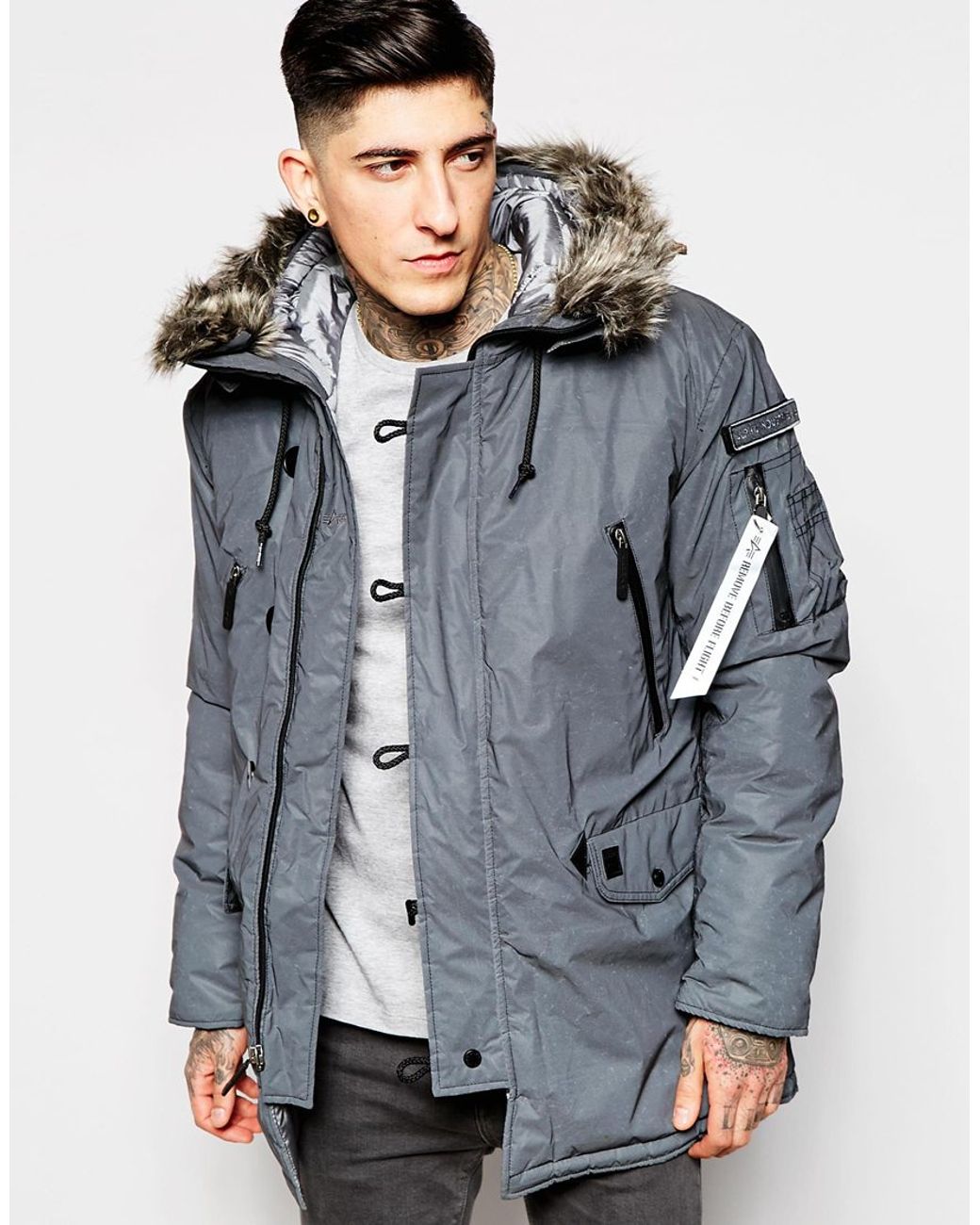 caligrafie client mulțime  Alpha Industries Reflective N3b Parka in Gray for Men | Lyst