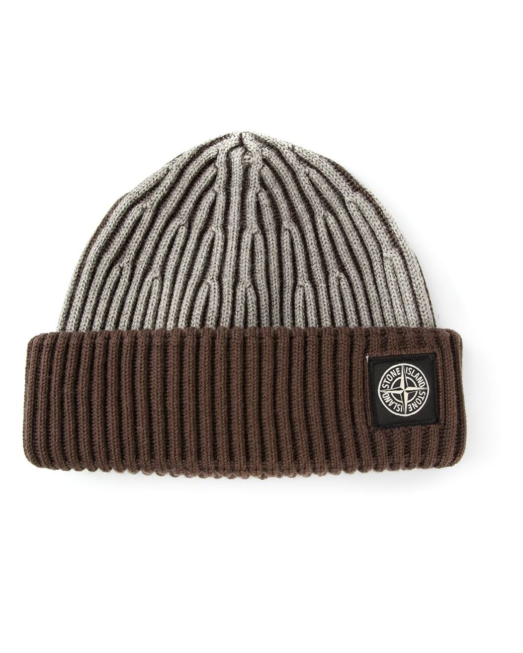 Stone Island Ribbed Beanie in Brown for Men | Lyst UK