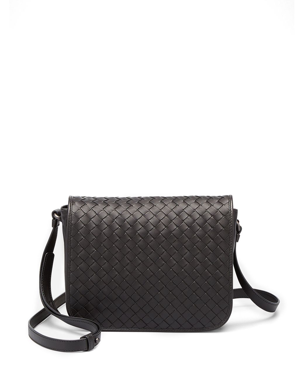 Bottega Veneta Small Woven Flap Shoulder Bag in Black | Lyst