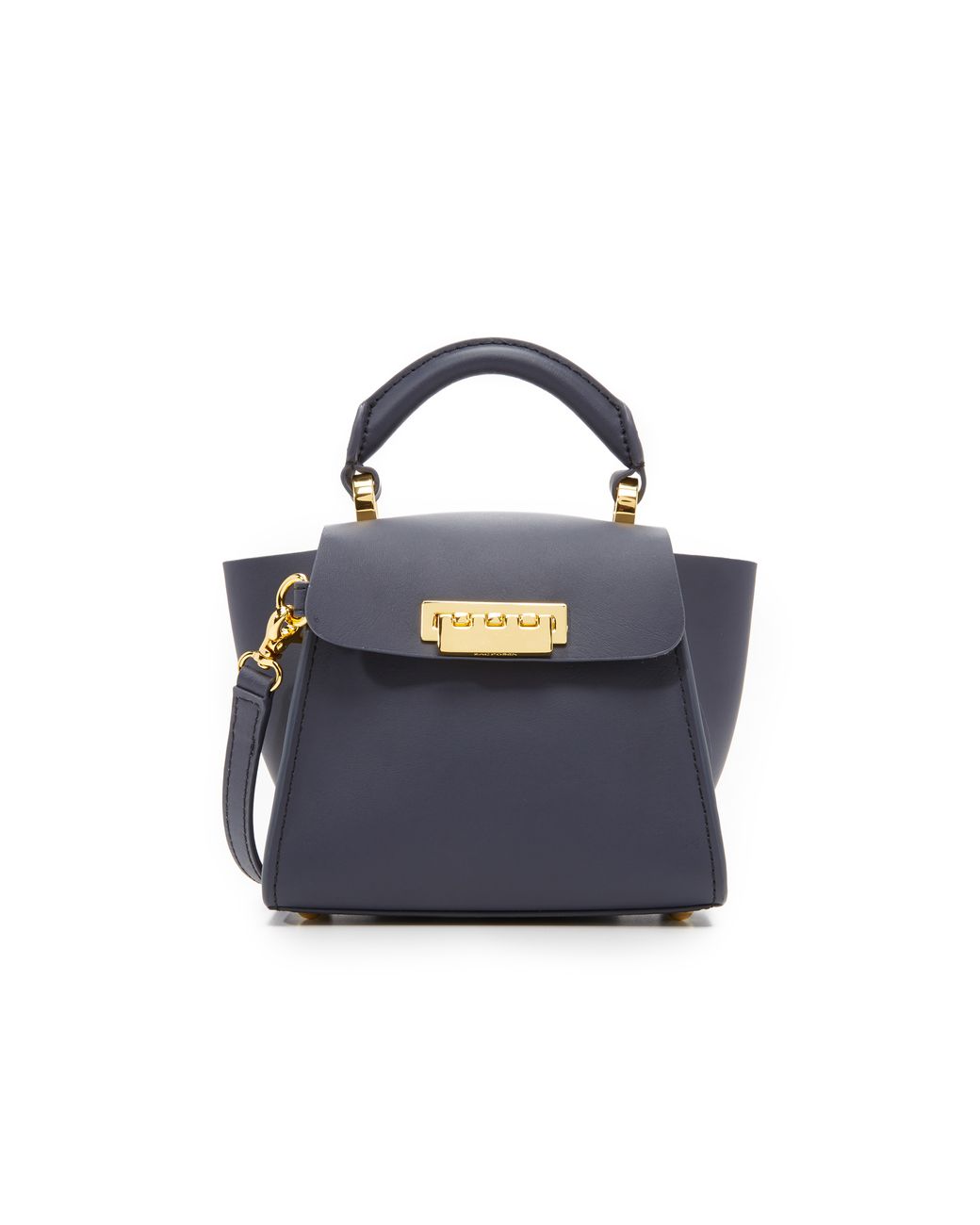 Zac Posen Earthette Bag in Navy Blue Calfskin Leather Pony-style