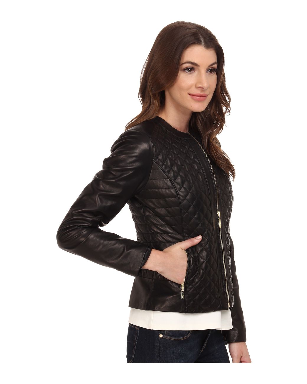 Cole haan women's outlet leather moto jacket